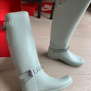 Hunter refined stud tall boots sea spray
